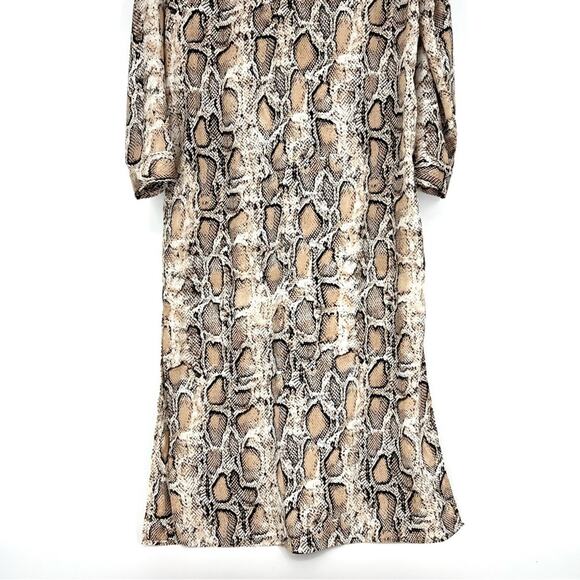 BB Dakota Hiss It Snakeskin Print Belted Shirtdress Sand Size Medium NWT - Picture 6 of 12
